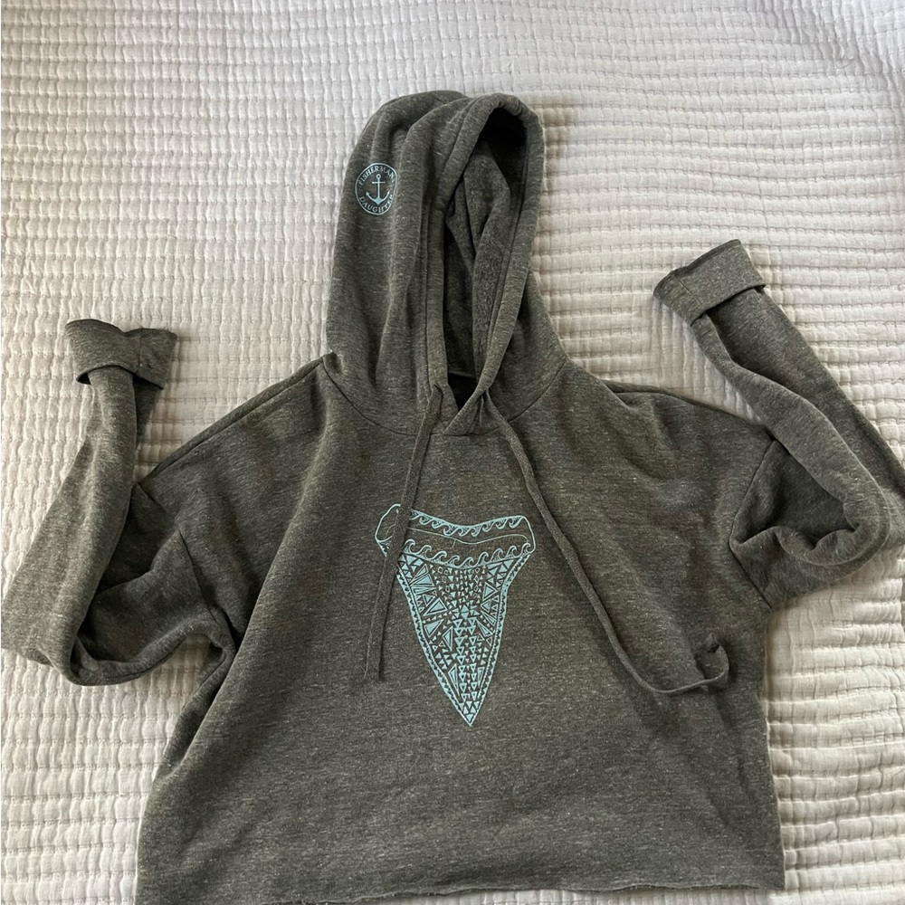 Fisherman’s Daughter large, cropped sweatshirt with shark tooth